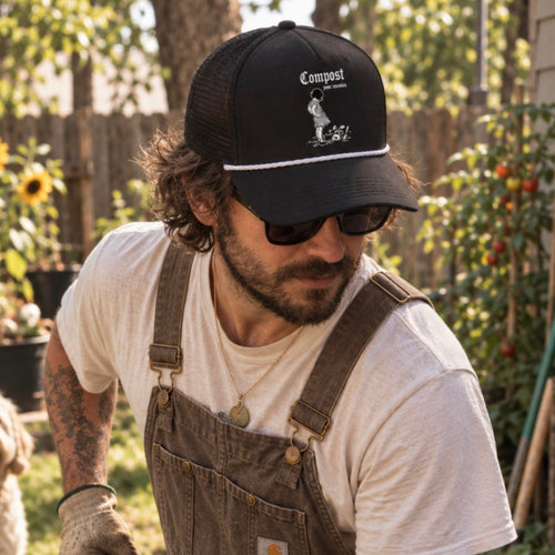 Compost Your Enemies Black & White Rope Hat