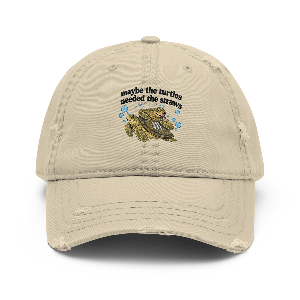 Maybe the turtles needed the straws baseball cap